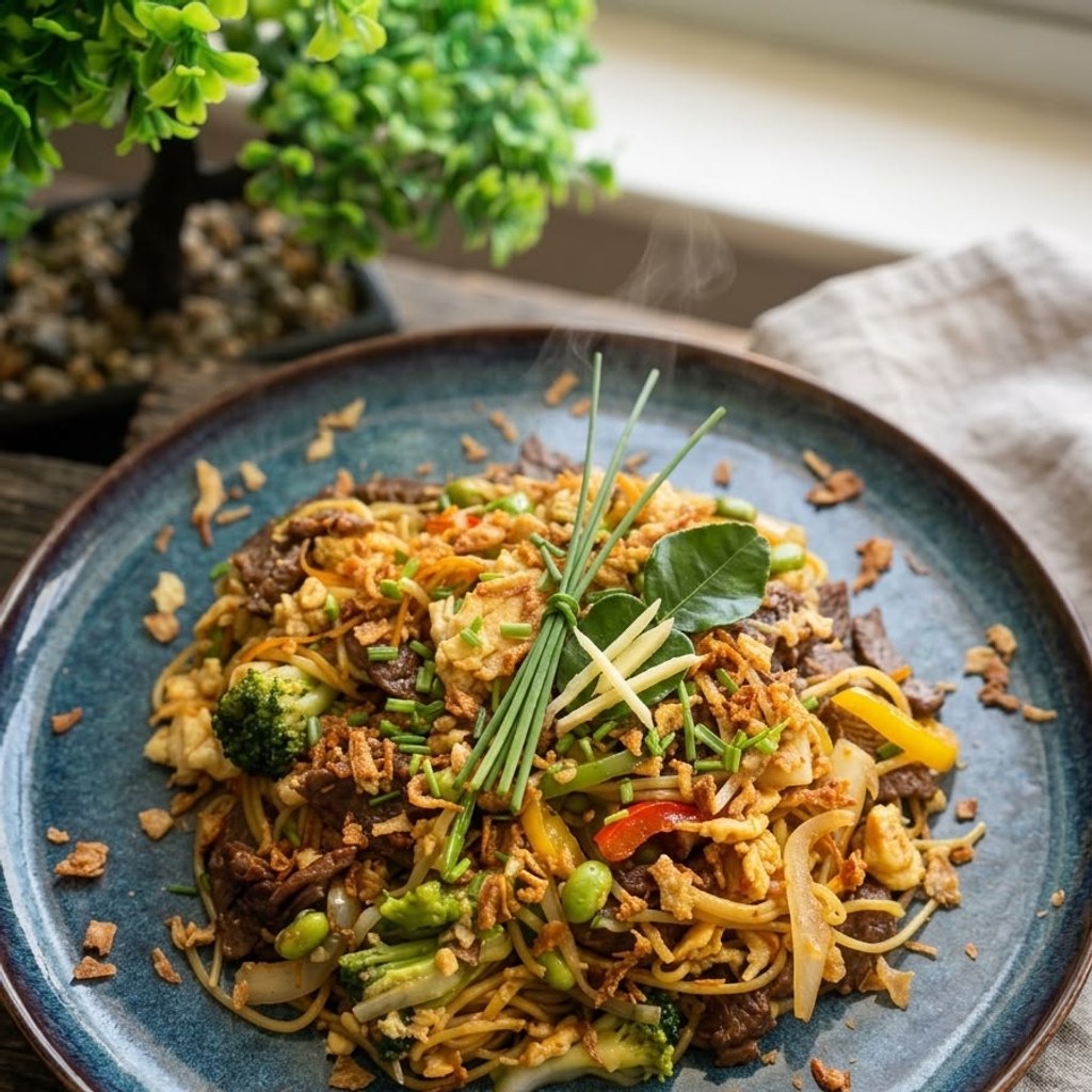 Pad Mee Leung (nouilles jaunes sautées)